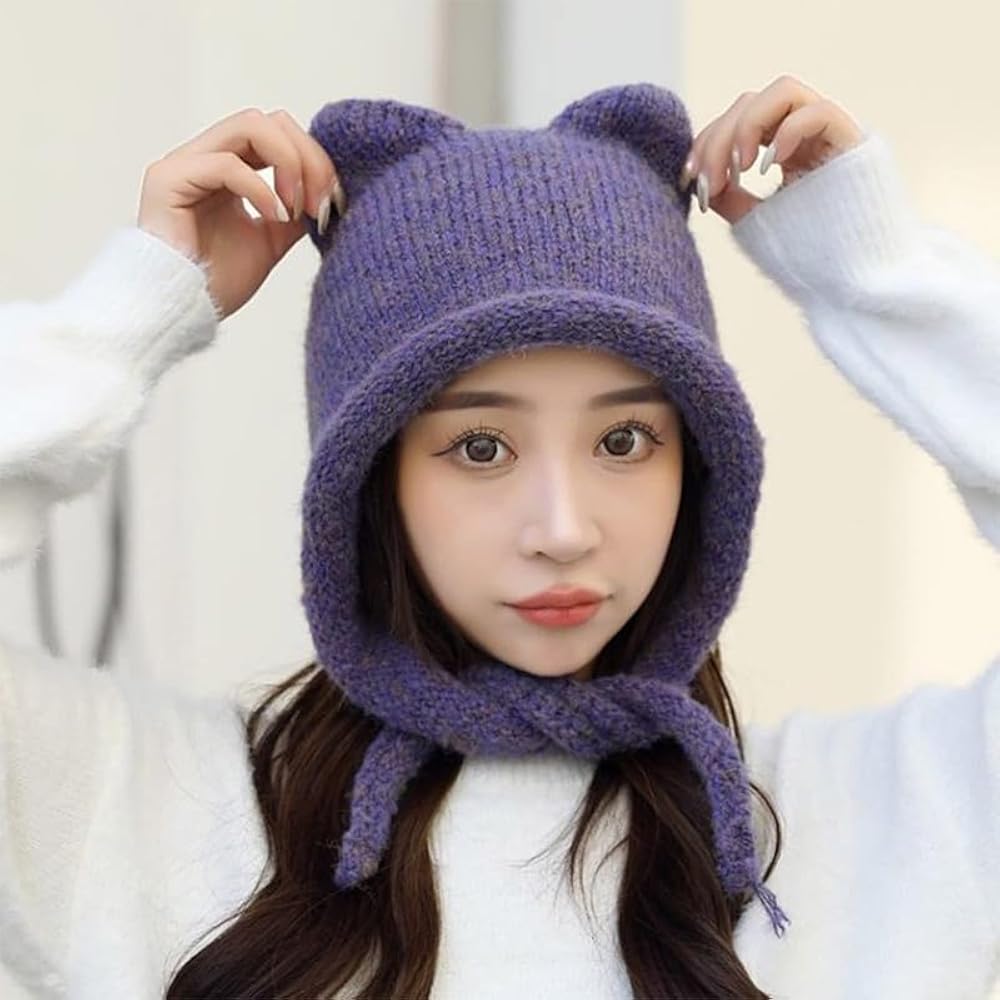 マリメッコ　ポンポンつき　猫耳ニットキャップ 猫耳ニットキャップ | レディース,小物,帽子 - STYLEBLOCK